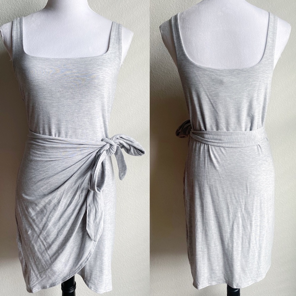 NWT Aritzia Wilfred Saturn Jersey Mini Dress in New Heather Grey L